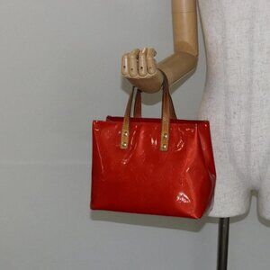 LOUIS VUITTON Monogram Vernis Reade PM Hand Bag Red Rouge